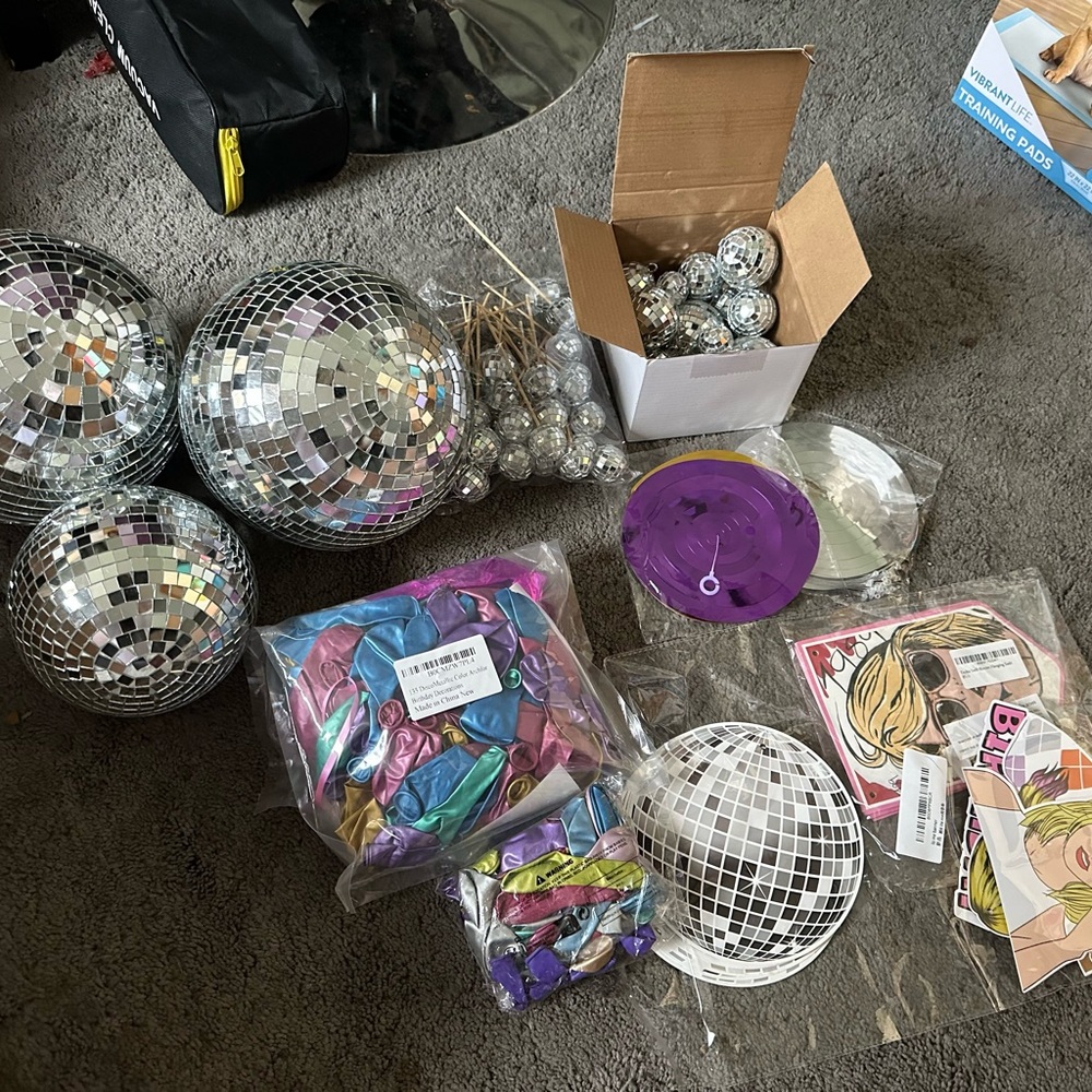Silver Disco Ball Party Decoration Set
